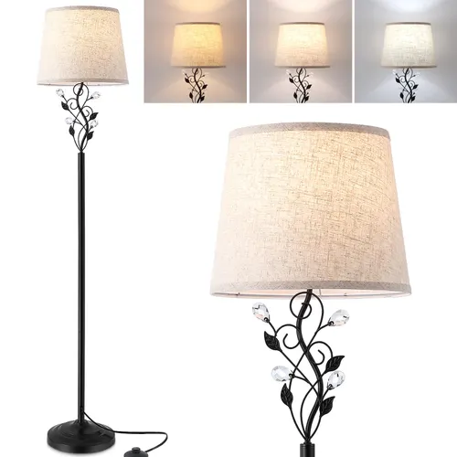 Farmhouse Rustic Leaf Floor Lamp (Black)