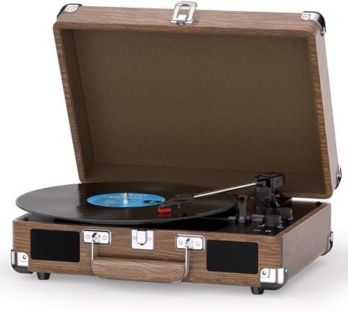 Portable Suitcase Record Player (Walnut)
