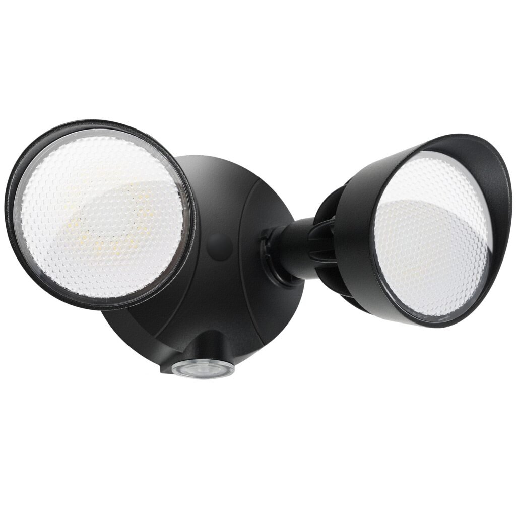 Dusk to Dawn LED Flood Light, Dual-Head (Black)