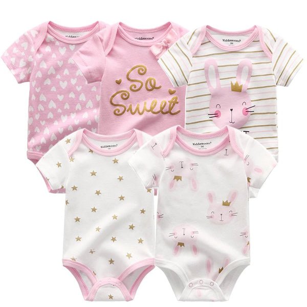 Baby Girls' Short Sleeve Bodysuits, 5-Pack