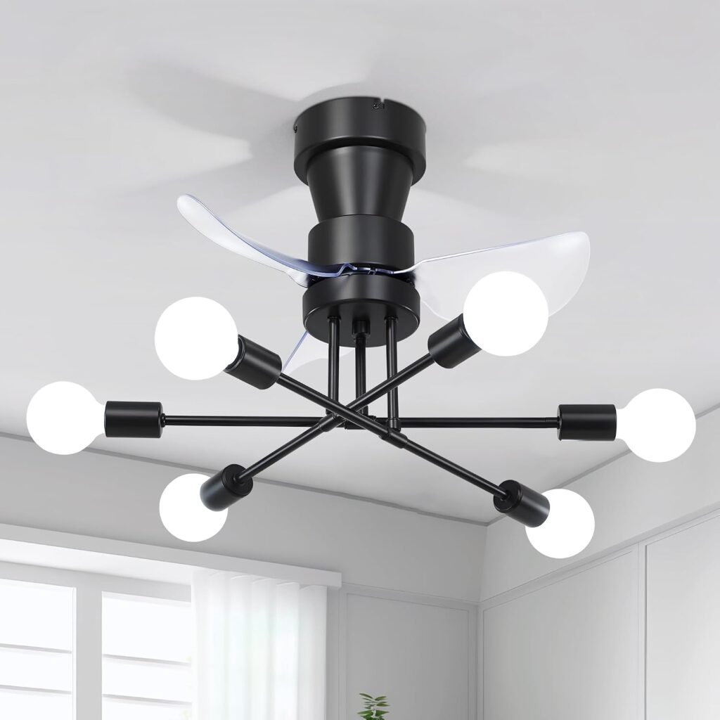 Low-Profile Ceiling Fan with Light (Black)