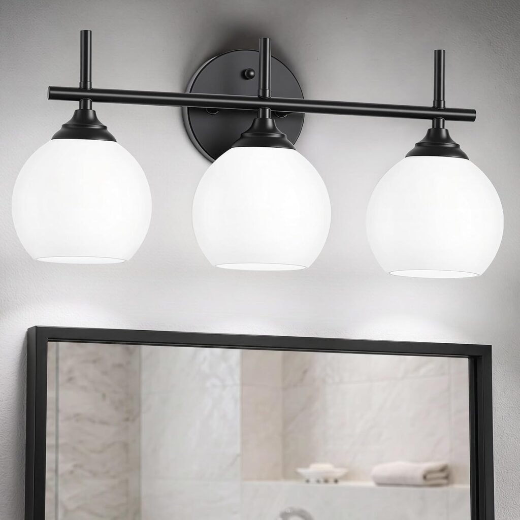 Matte Black Bathroom Vanity Light (3-Light)