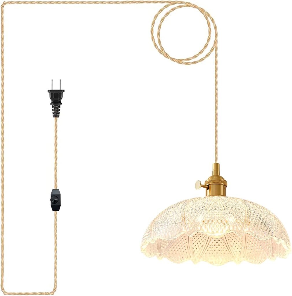 Plug-In Pendant Light with Gold Cord