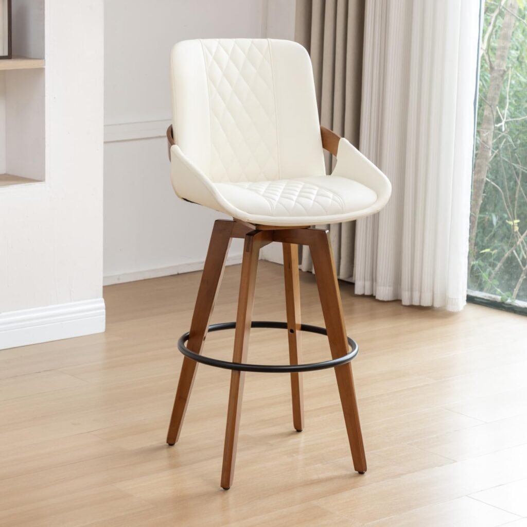 Mid-Century Bar Stool (Beige)