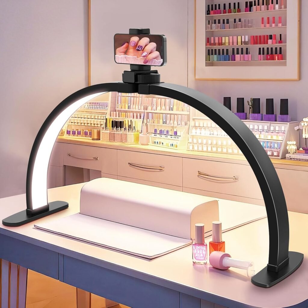LED Nail Desk Lamp with Phone Holder