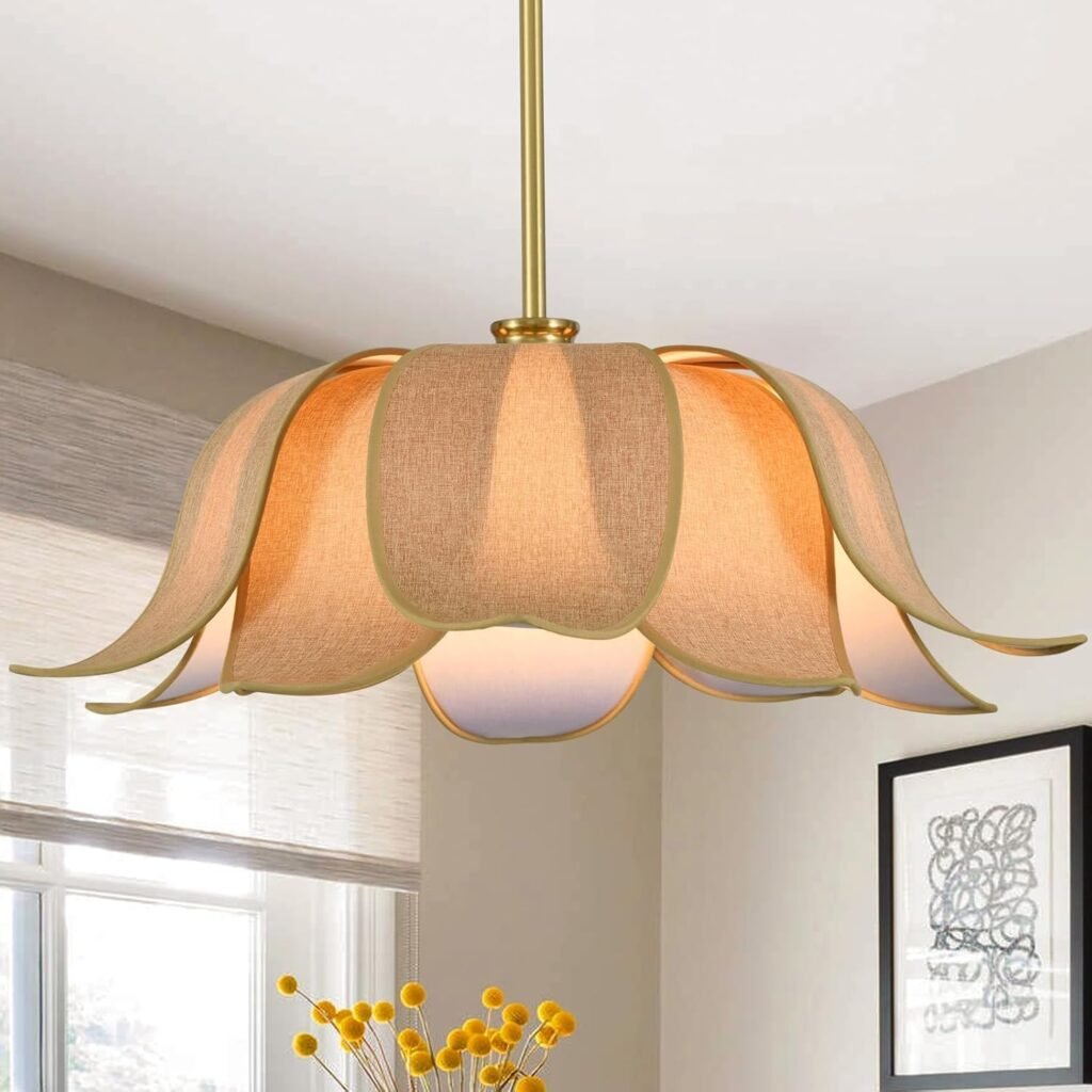 Woven Pendant Light, White Flower Design