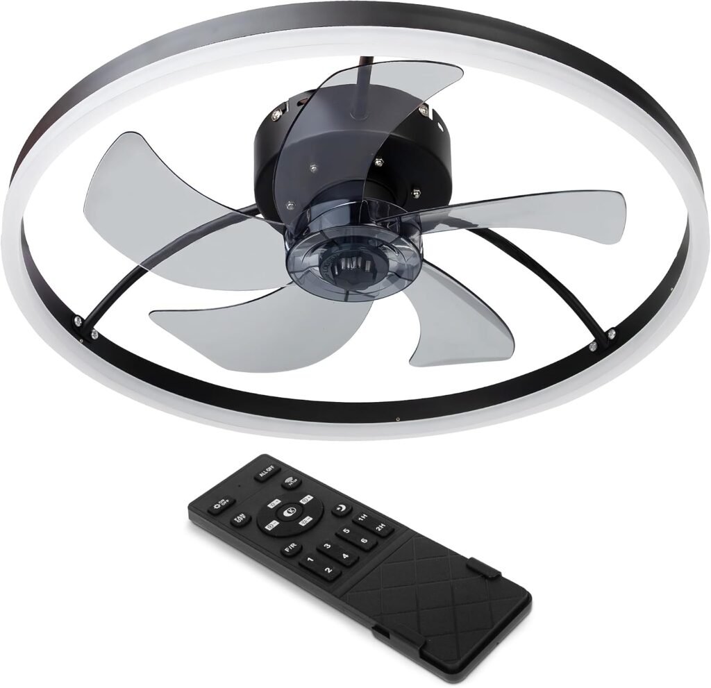 Low-Profile Flush Mount Ceiling Fan with Light
