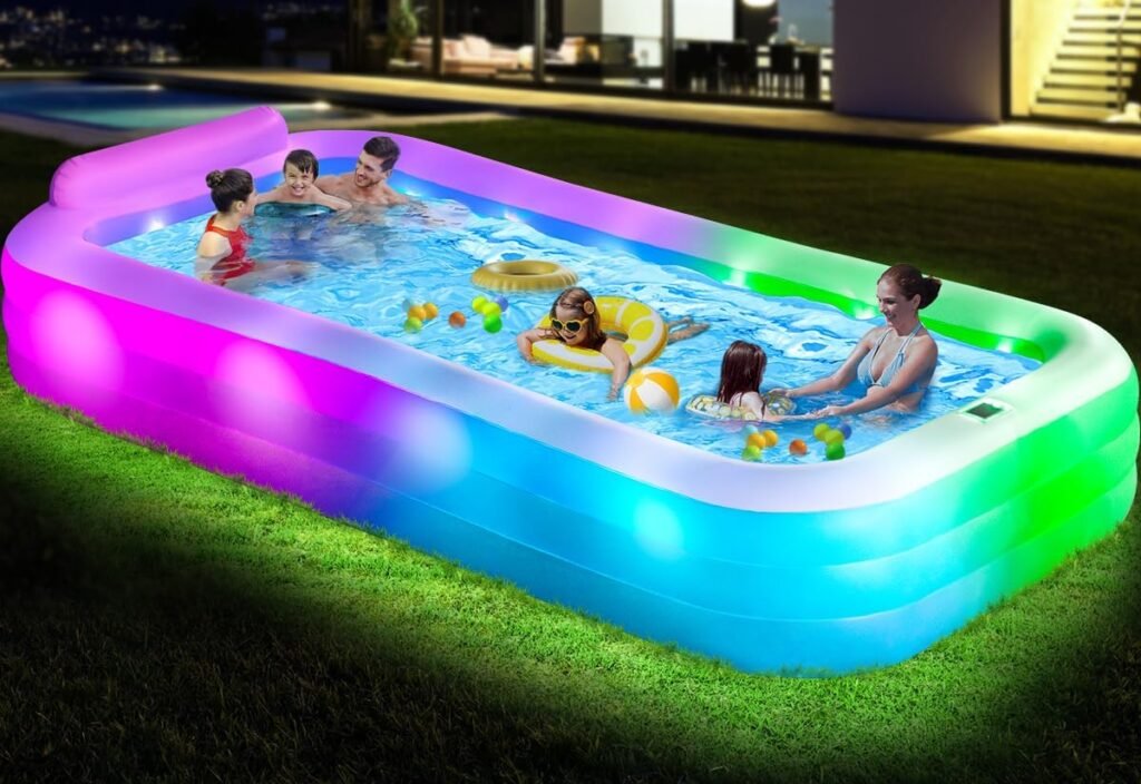 Large Inflatable Pool with LED Lights