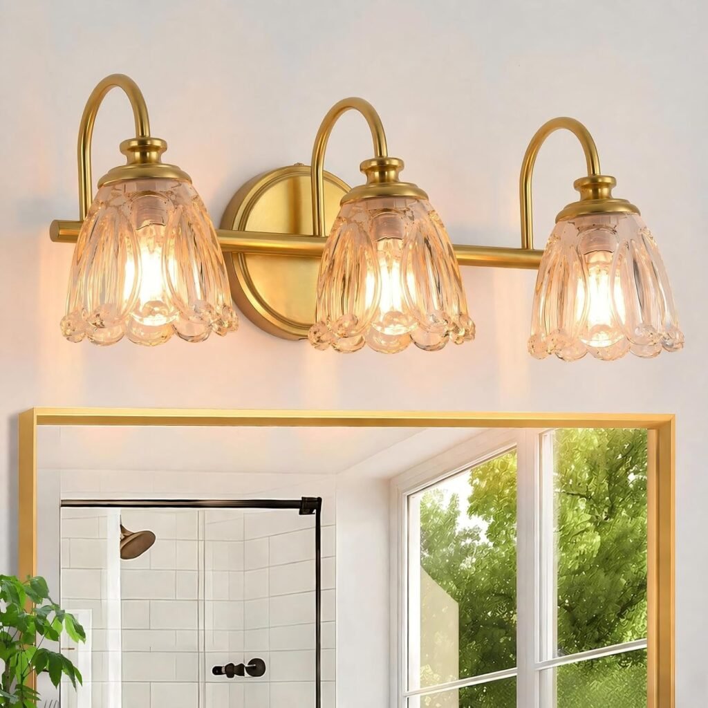 Vintage Brushed Gold Bathroom Vanity Light (3-Light)