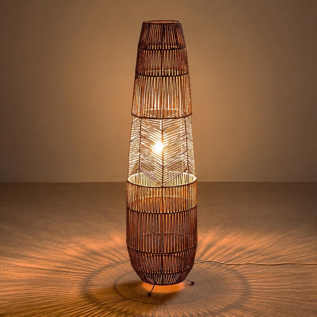 Hand Woven Rattan Boho Floor Lamp
