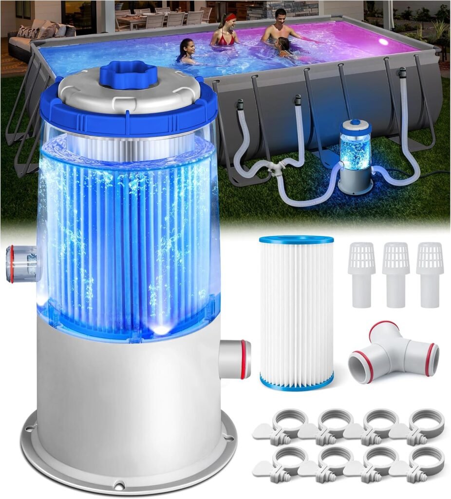 1000 GPH Pool Filter Pump with LED Light