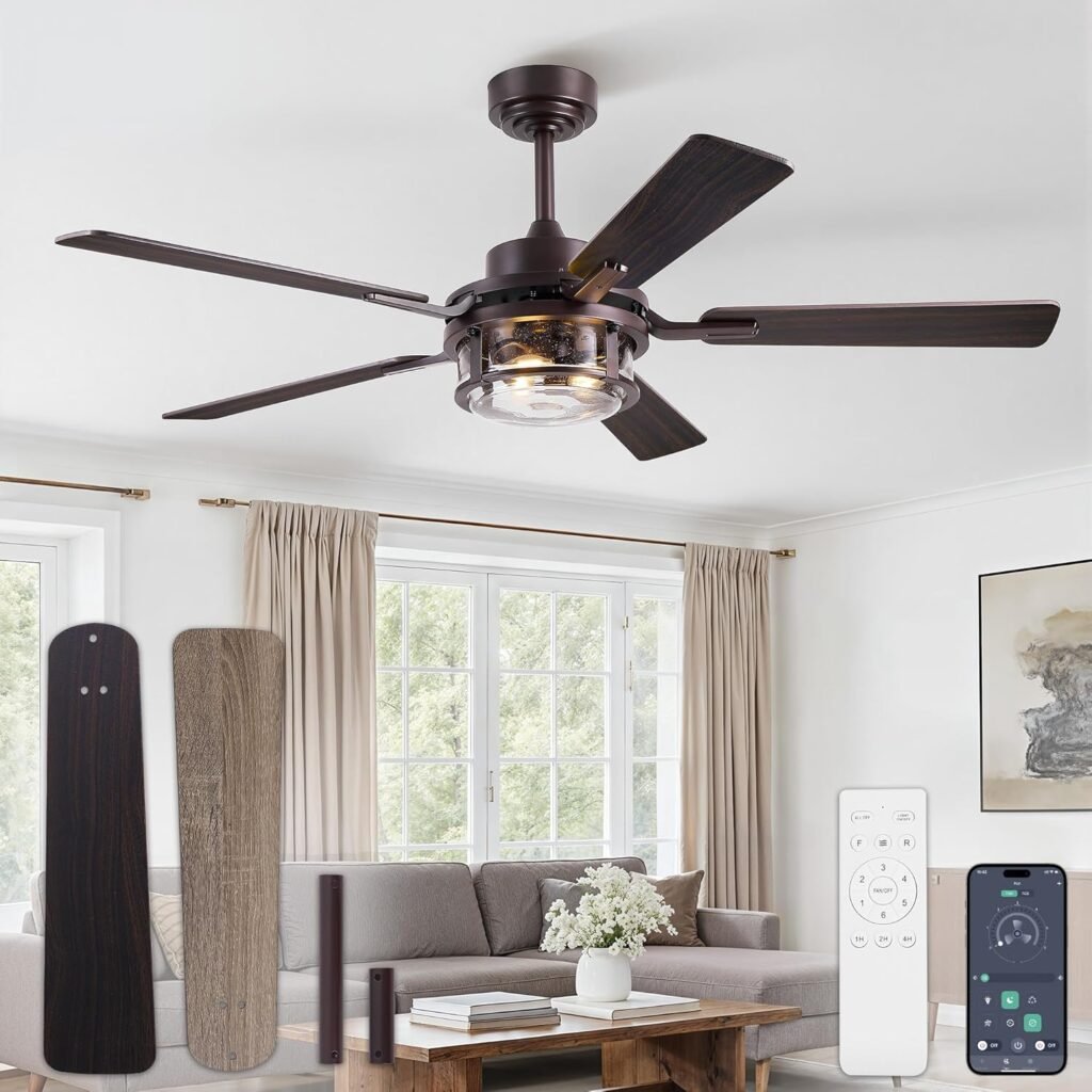 52" Farmhouse Ceiling Fan with Light