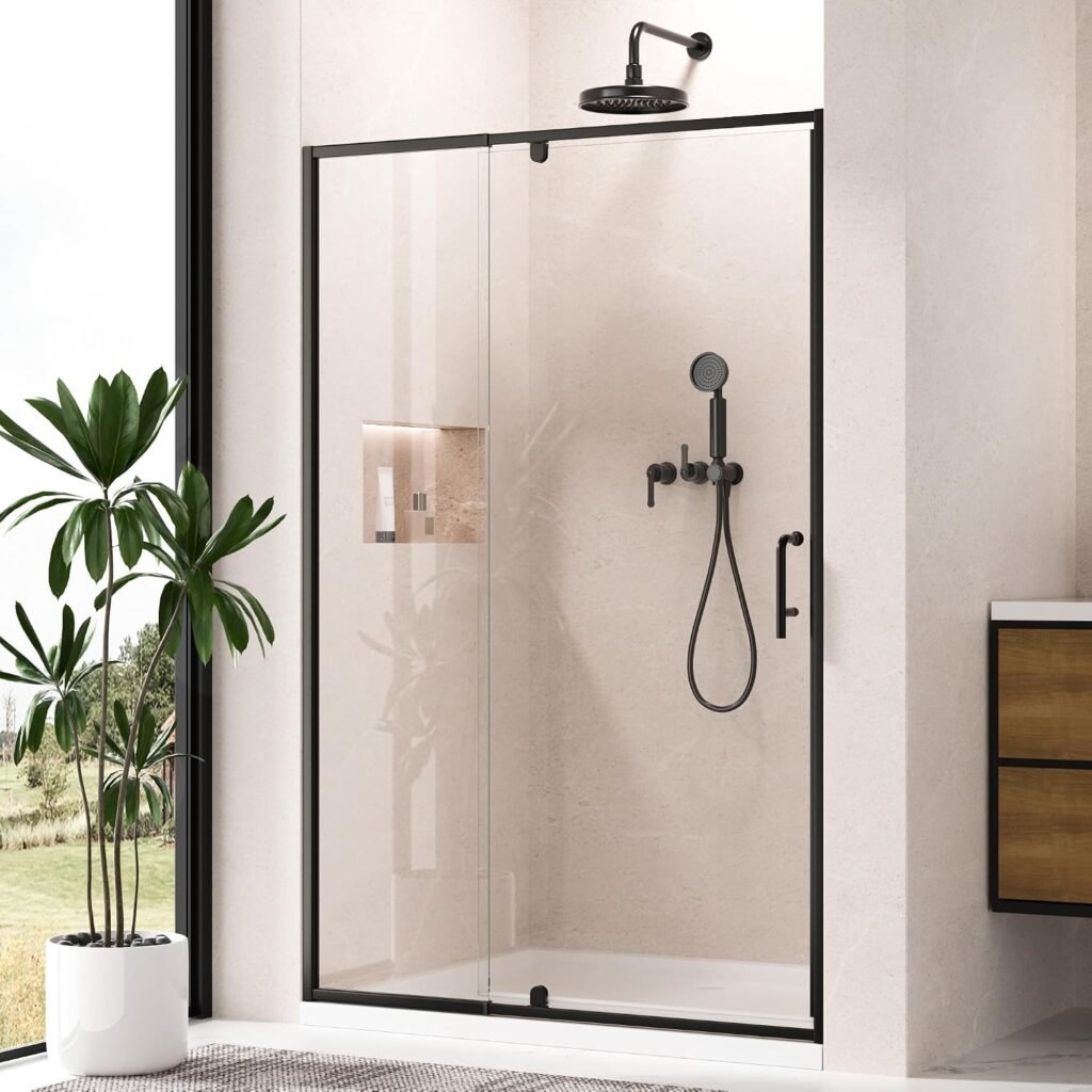 Semi-Frameless Pivot Shower Door (Matte Black)