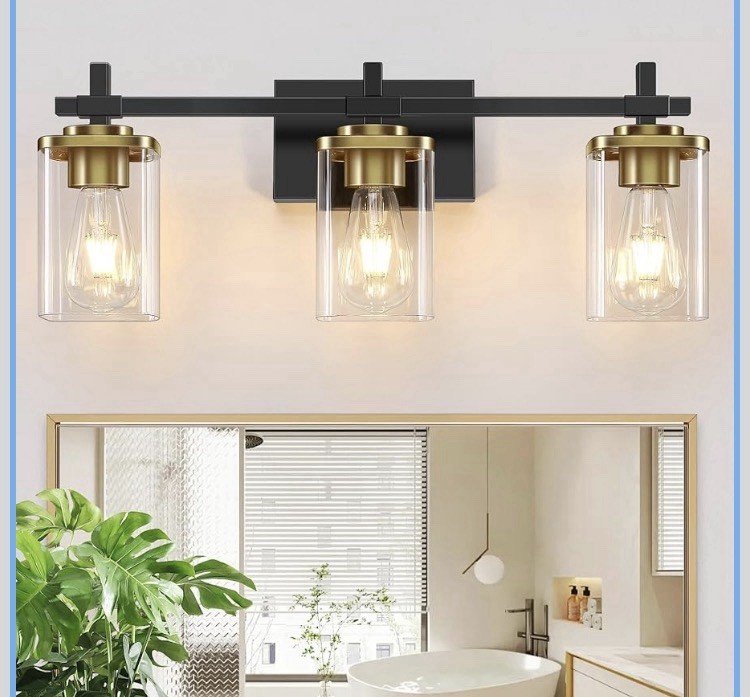 Black & Gold Bathroom Vanity Light (3-Light)